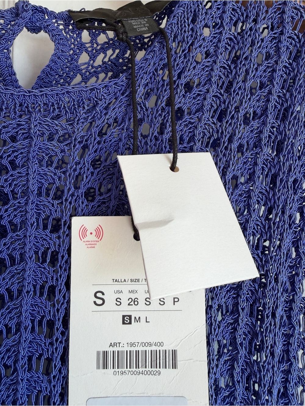 NWT Zara Crochet Fringe Sleeveless Top in Vivid Electric Periwinkle Blue Small - Picture 7 of 12